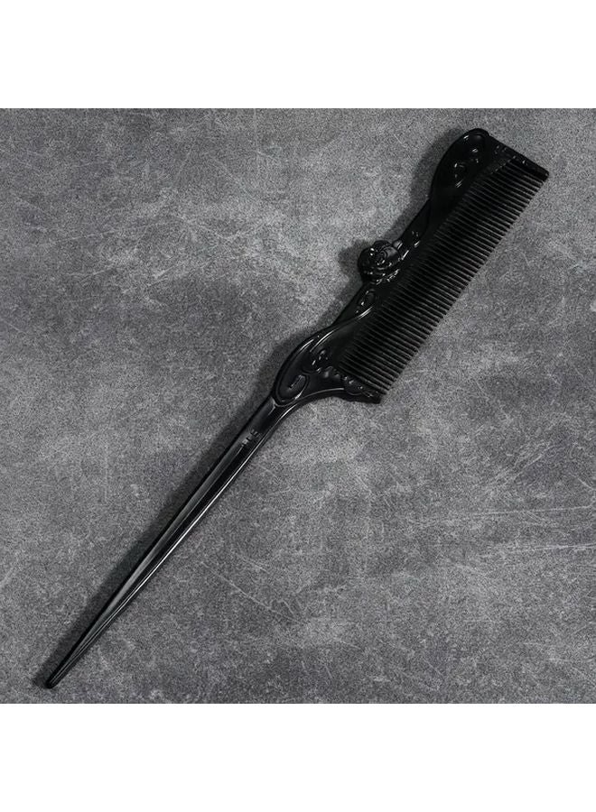 Black Fine Toothed Detangling Hair Comb For Wet Dry Hair Styling - Image 2